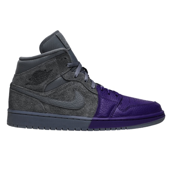 Women Nike Jordan 1 Sneaker Cool Grey Suede Dipped Purple Leather SZ 8.5 CW9857 - Picture 11 of 11